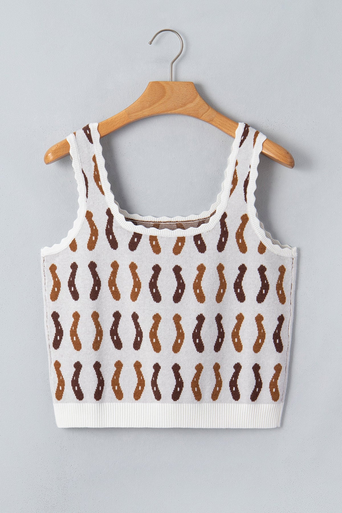 Western Horseshoe Scalloped Sleeveless Sweater Top