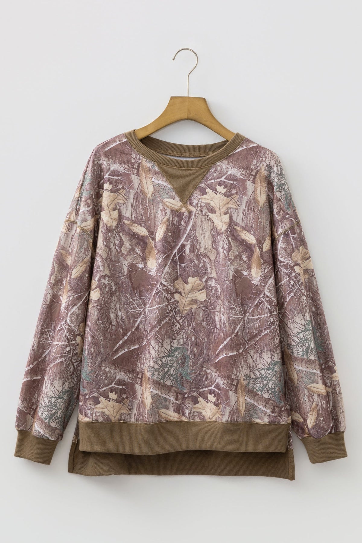 Camo Abstract Colorblock Detail Baggy Pullover Sweatshirt