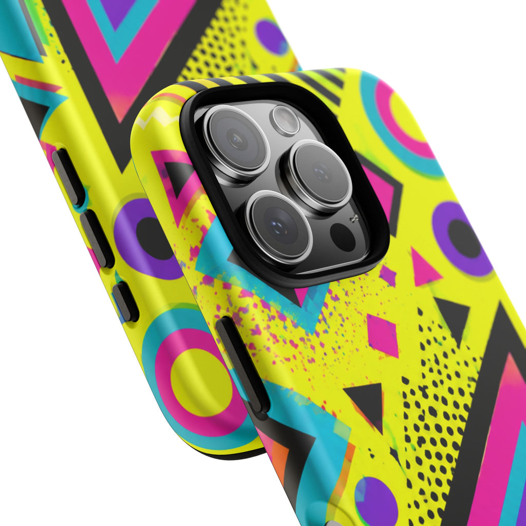 Retro 80s Geometric Phone Case — Neon Memphis Triangle Design