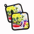Flower Pot Holder Set of 2 Heat Resistant Quilted Hot Pads 7.5 x 7.5 Inch, Insulated Kitchen Trivets for Cooking & Baking