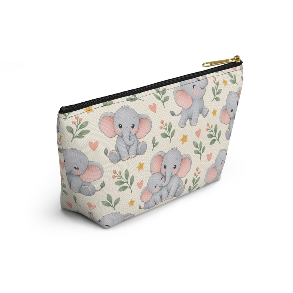 Cute Baby Elephant Accessory Pouch — T‑Bottom Makeup & Diaper Bag Organizer