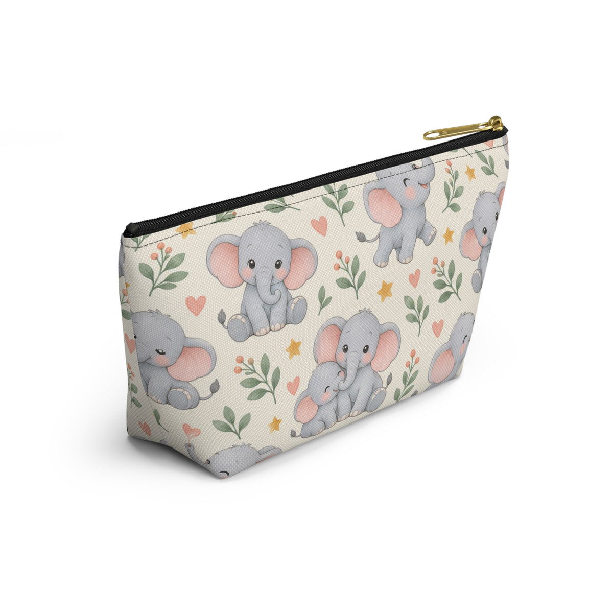 Cute Baby Elephant Accessory Pouch — T‑Bottom Makeup & Diaper Bag Organizer