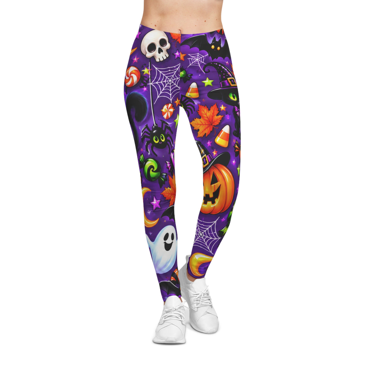 Halloween Print Leggings — Cute Spooky Candy & Pumpkin All-Over Print