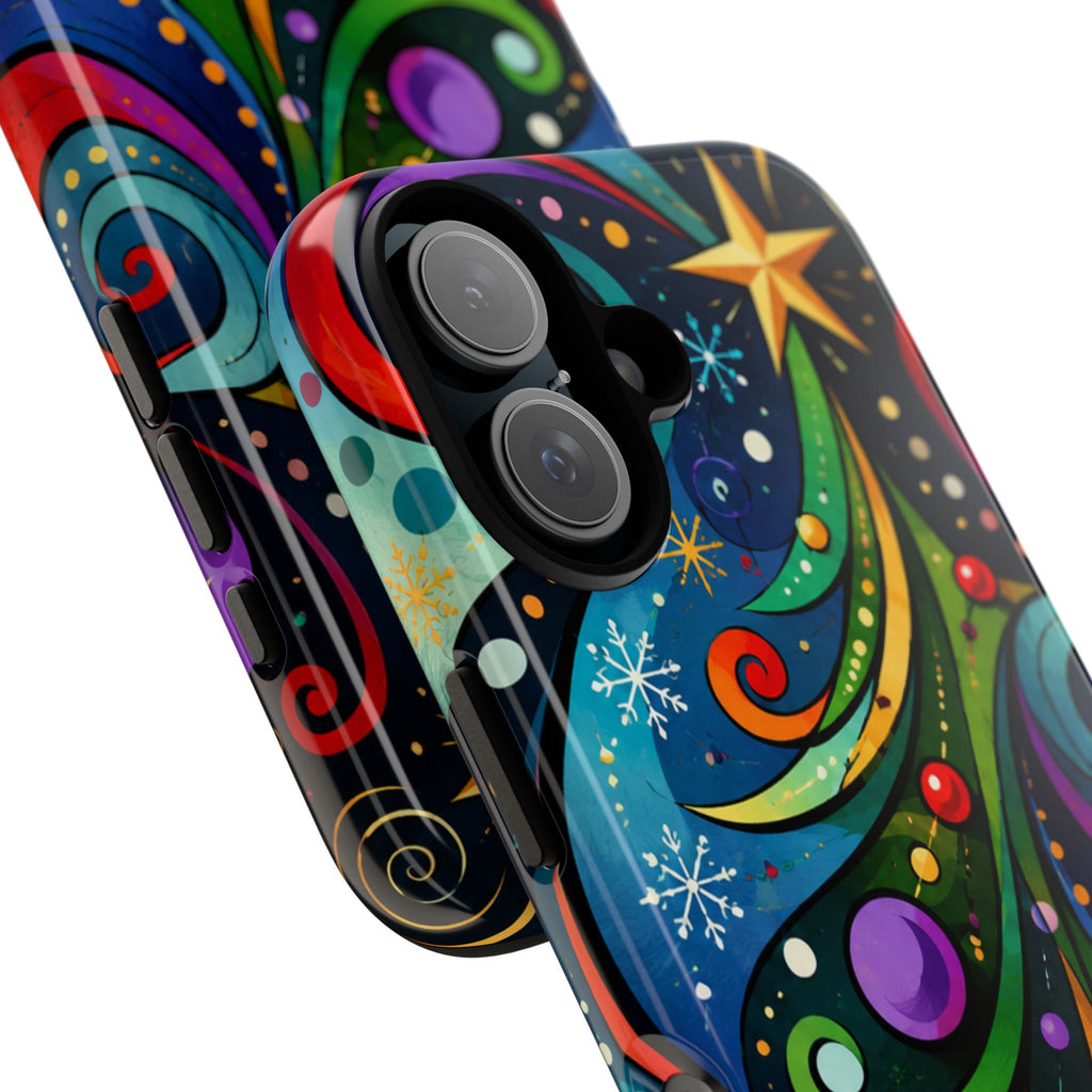 Colorful Swirl Christmas Tree Tough Phone Case