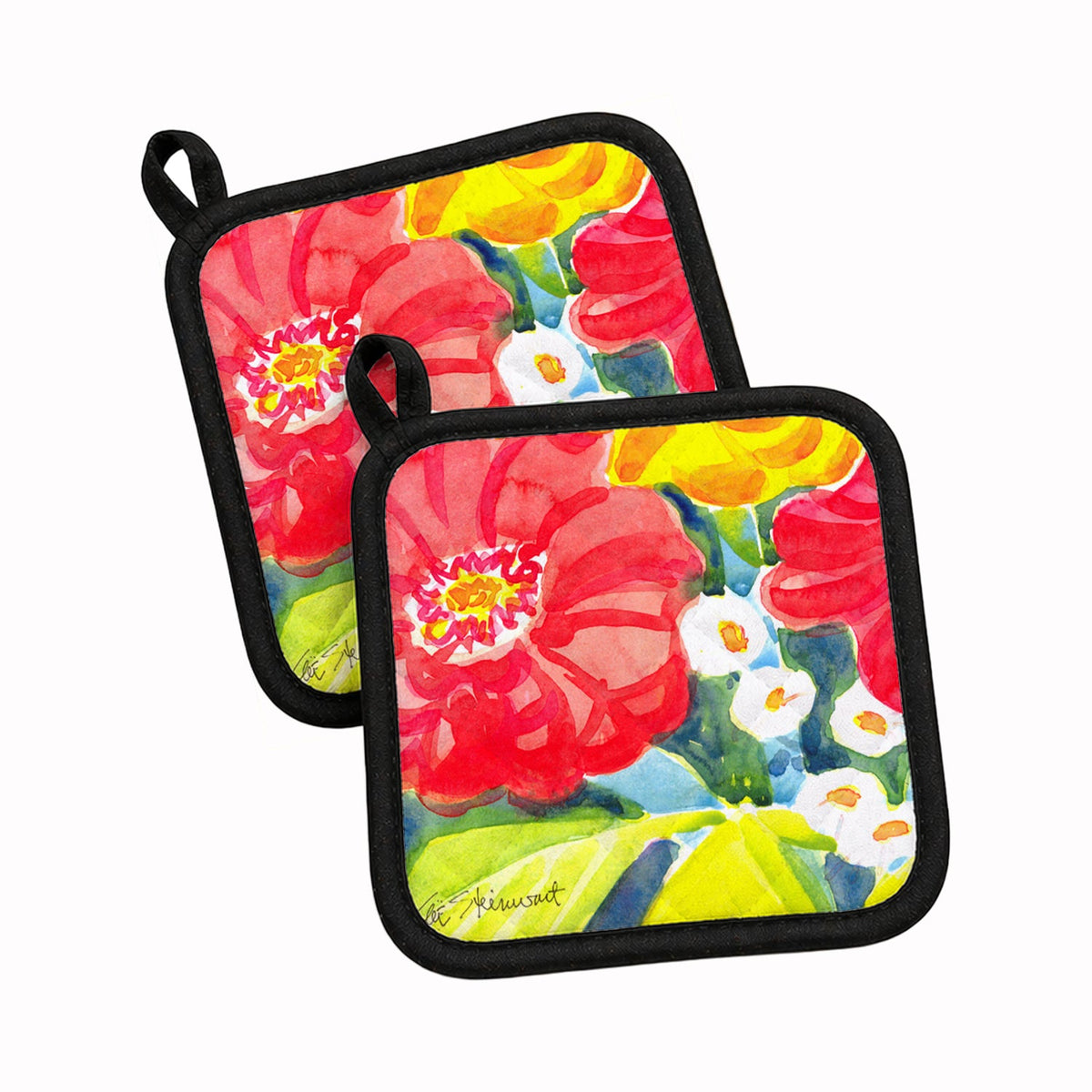 Flower Pot Holder Set of 2 Heat Resistant Quilted Hot Pads 7.5 x 7.5 Inch, Insulated Kitchen Trivets for Cooking & Baking
