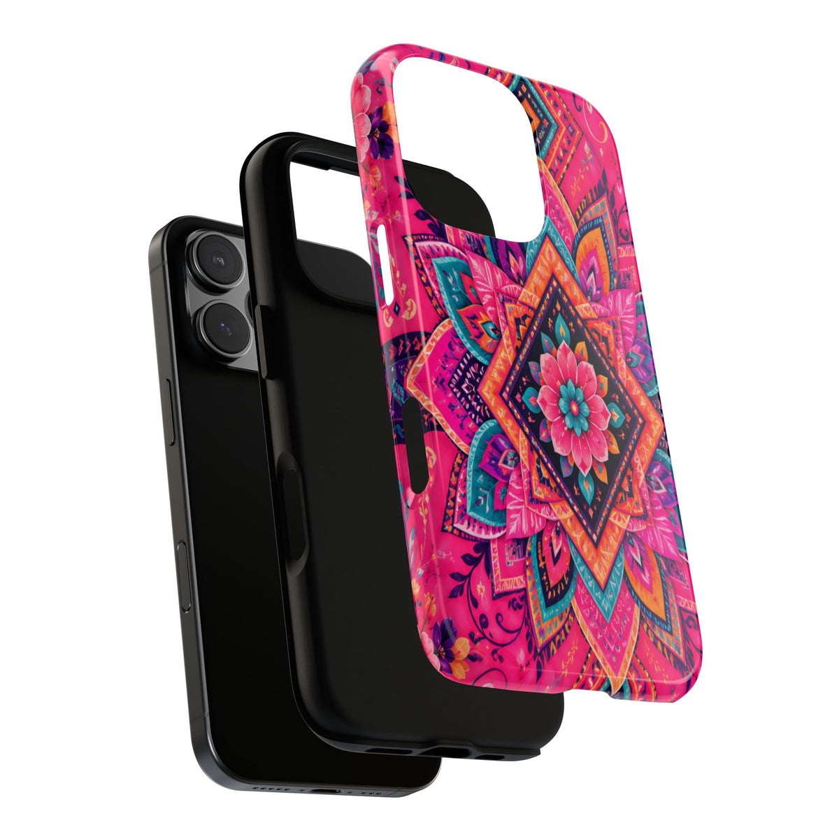 Floral Mandala Tough Phone Case — Pink Boho Protective Cover