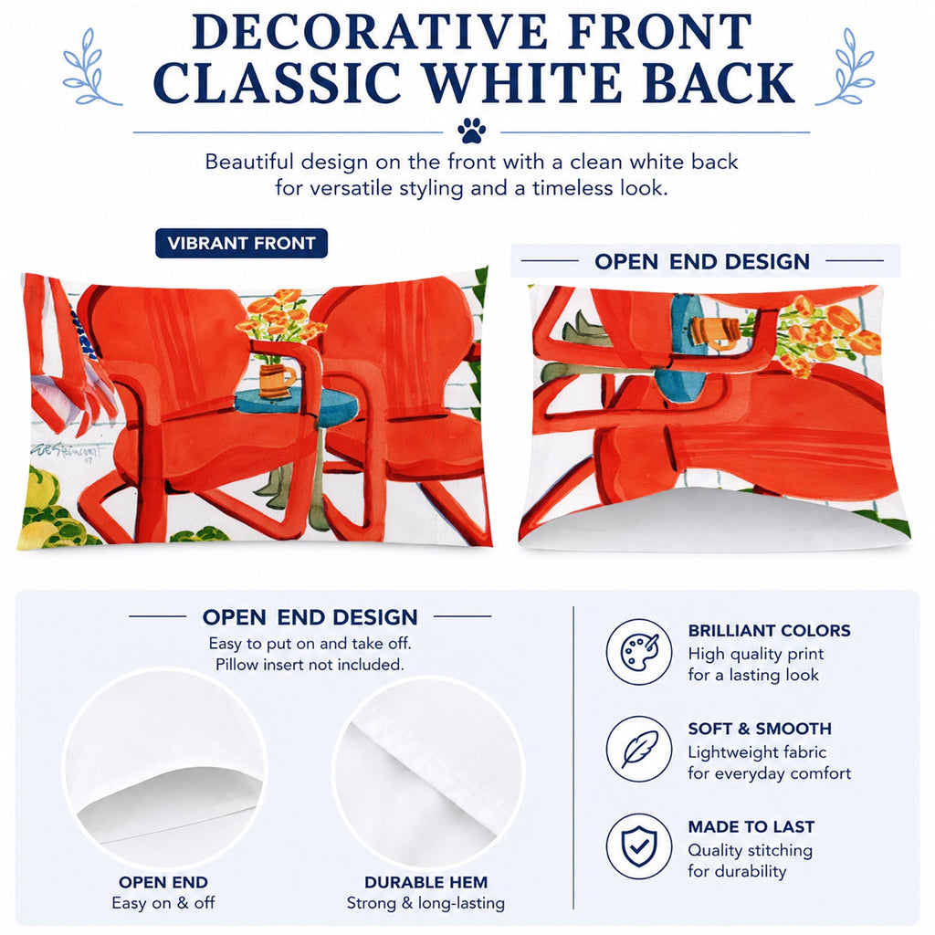 Red Chairs Patio View Standard Pillowcase Lightweight Super Soft Easy Care Decorative Artwork Pillowcase, Standard