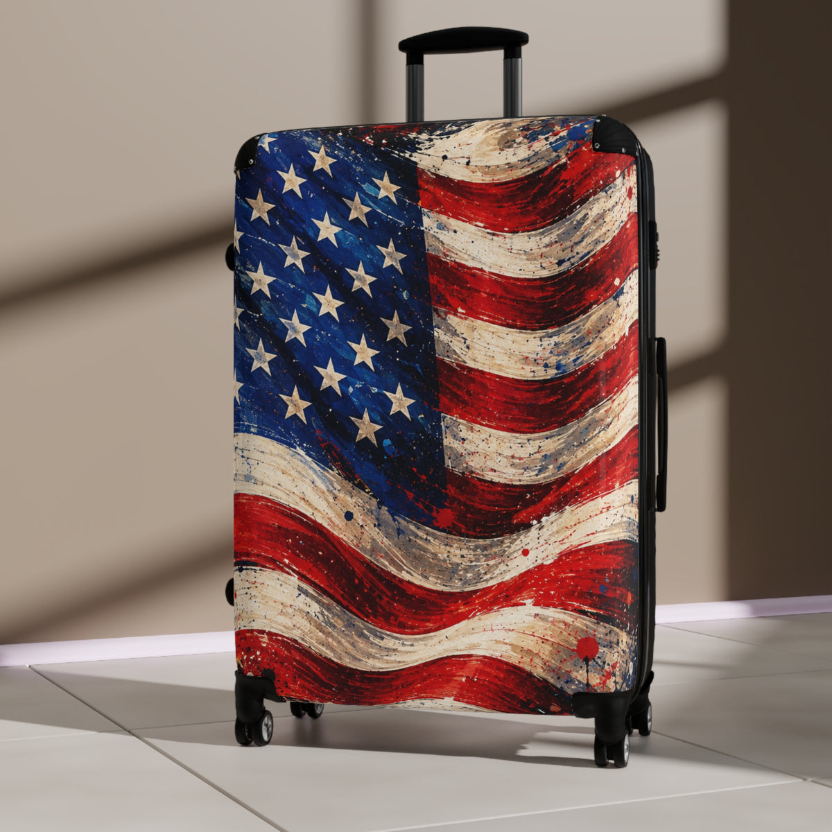 American Flag Carry-On Suitcase — Vintage USA Patriotic Luggage