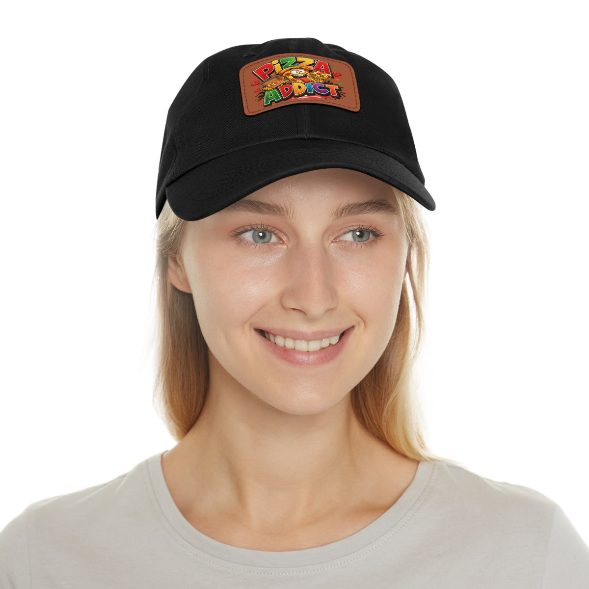 Pizza Addict Dad Hat with Leather Patch
