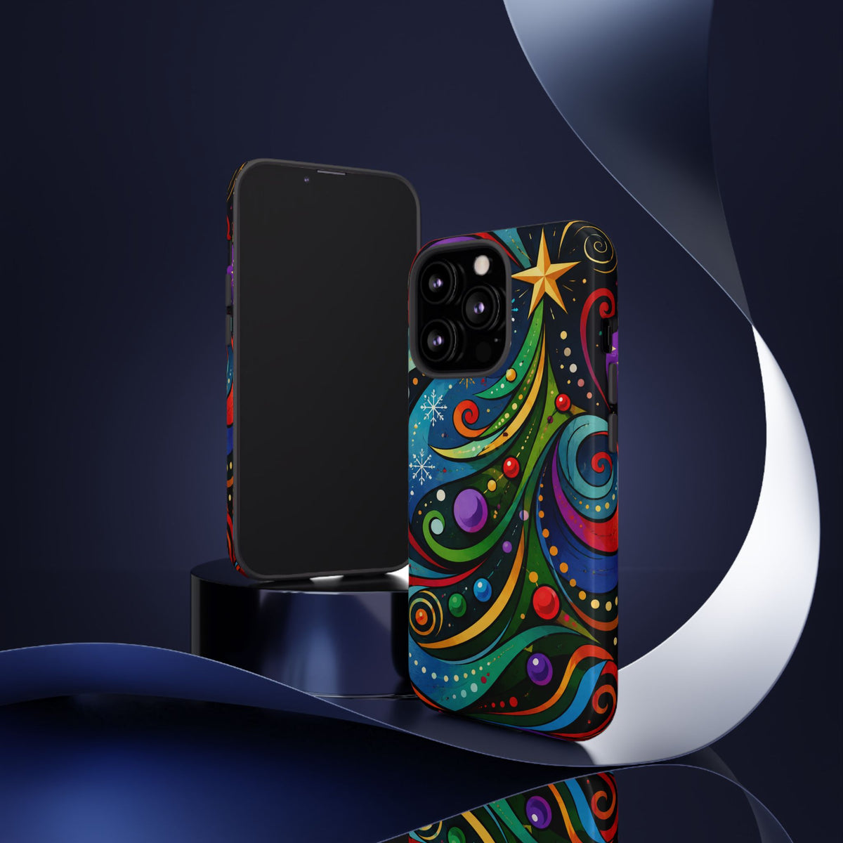 Colorful Swirl Christmas Tree Tough Phone Case