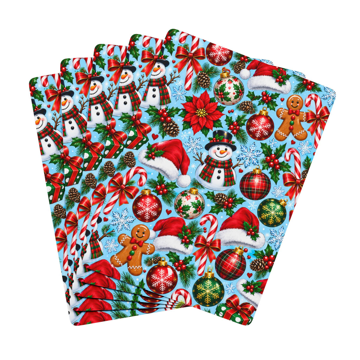 Christmas Poker Playing Cards — Festive Holiday Deck with Snowman, Gingerbread & Ornaments