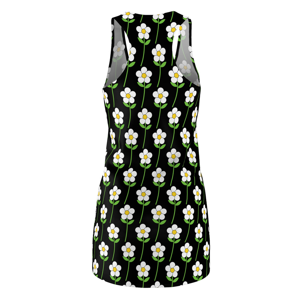 Daisy Chain Racerback Dress — Black Floral All-Over Print
