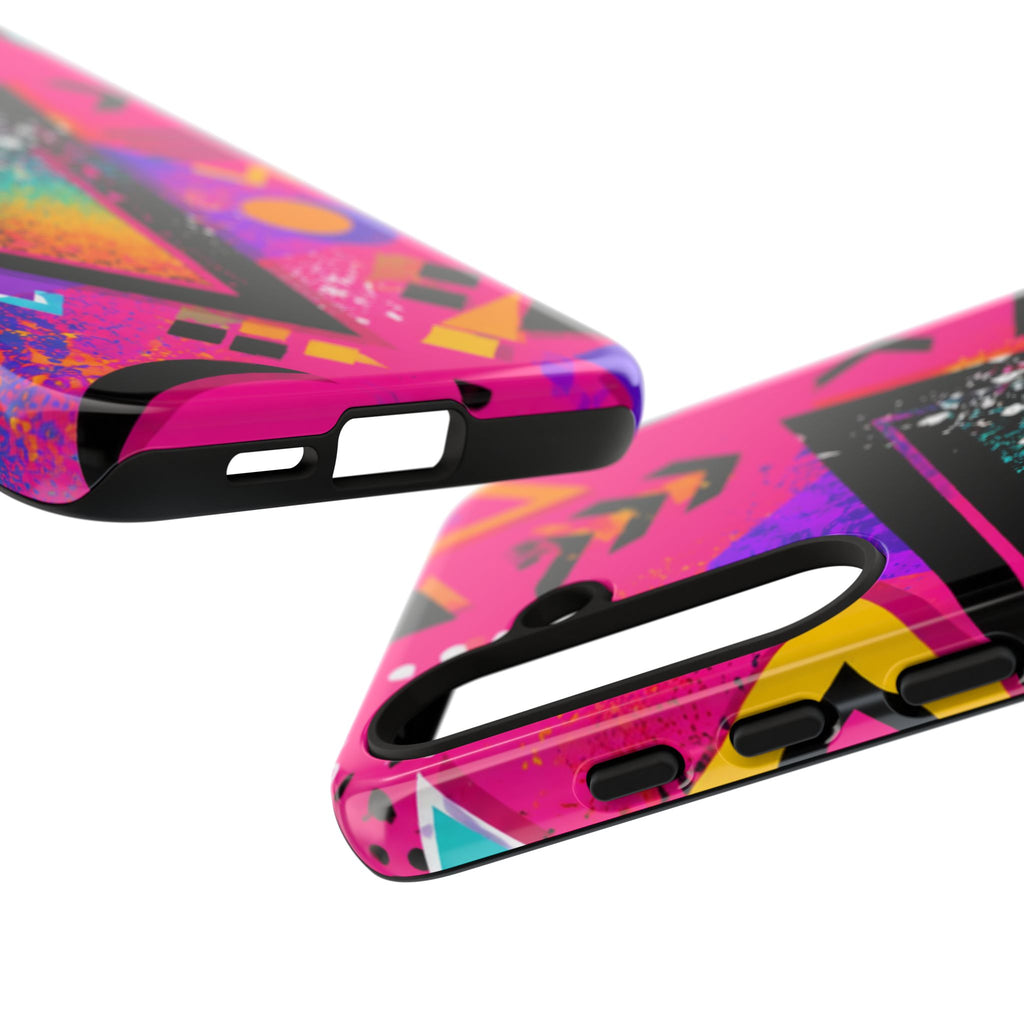 Retro 80s Geometric Phone Case — Neon Triangle Tough Case