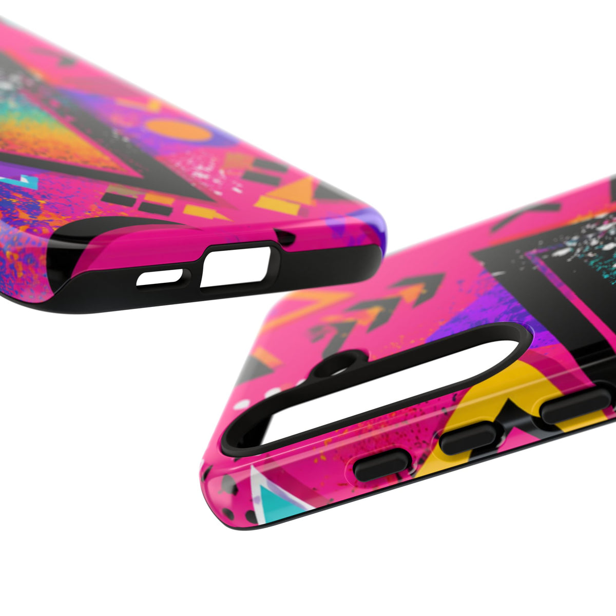 Retro 80s Geometric Phone Case — Neon Triangle Tough Case