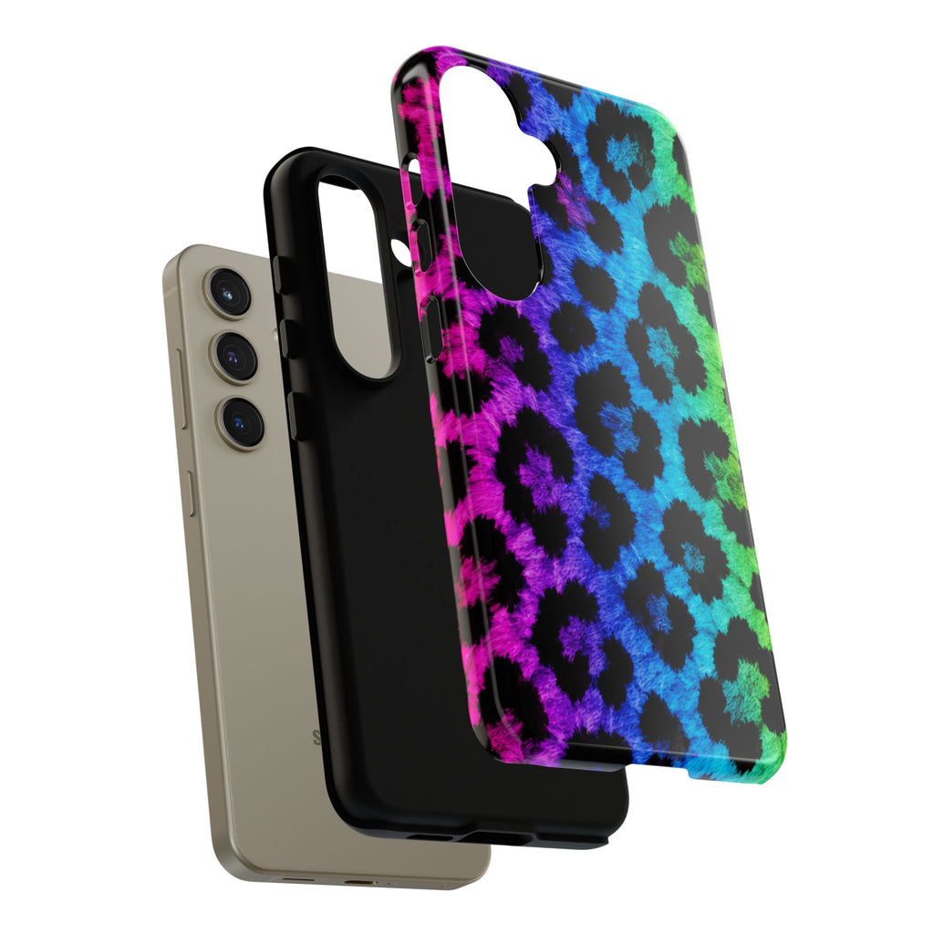 Neon Rainbow Leopard Tough Case – Colorful Animal Print Phone Cover