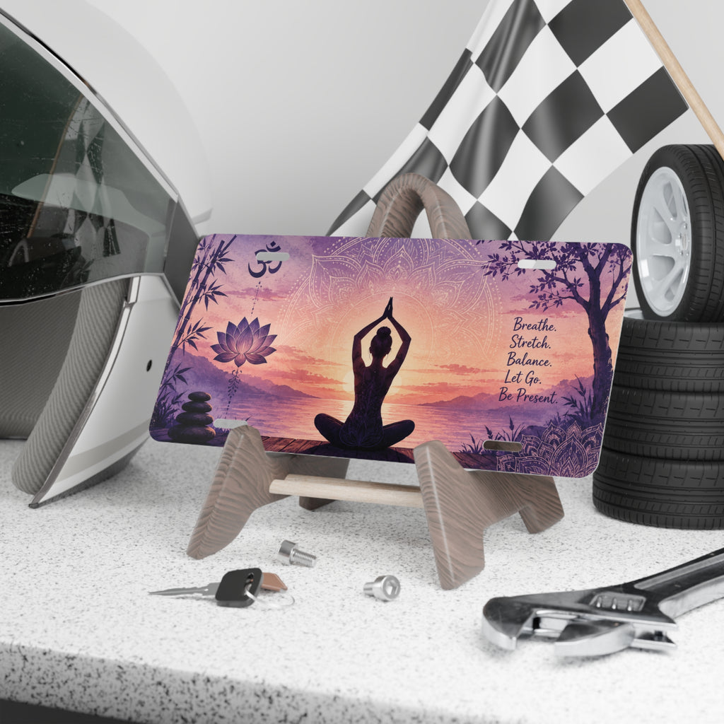 Yoga Silhouette Zen Sunset Vanity Plate | Meditation License Plate