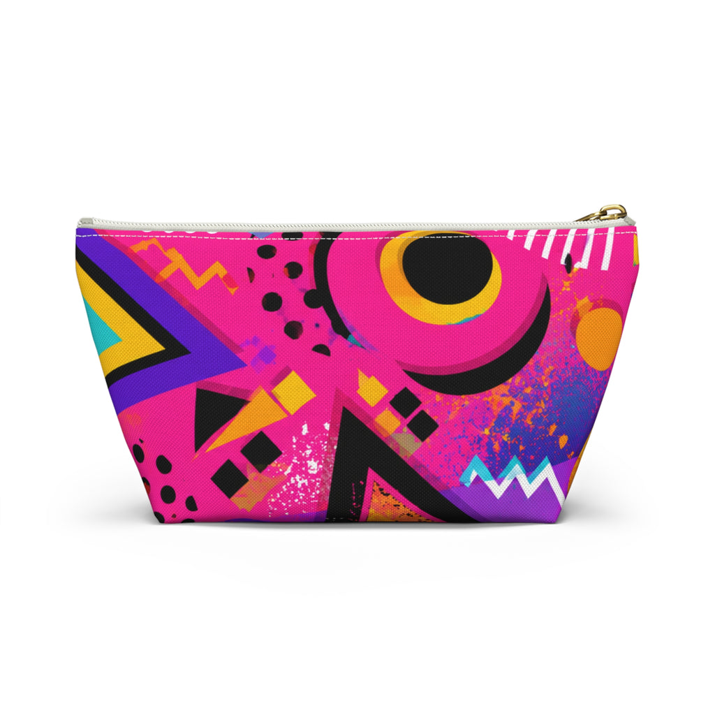 90s Neon Geometric Print Accessory Pouch | T-Bottom Cosmetic Bag