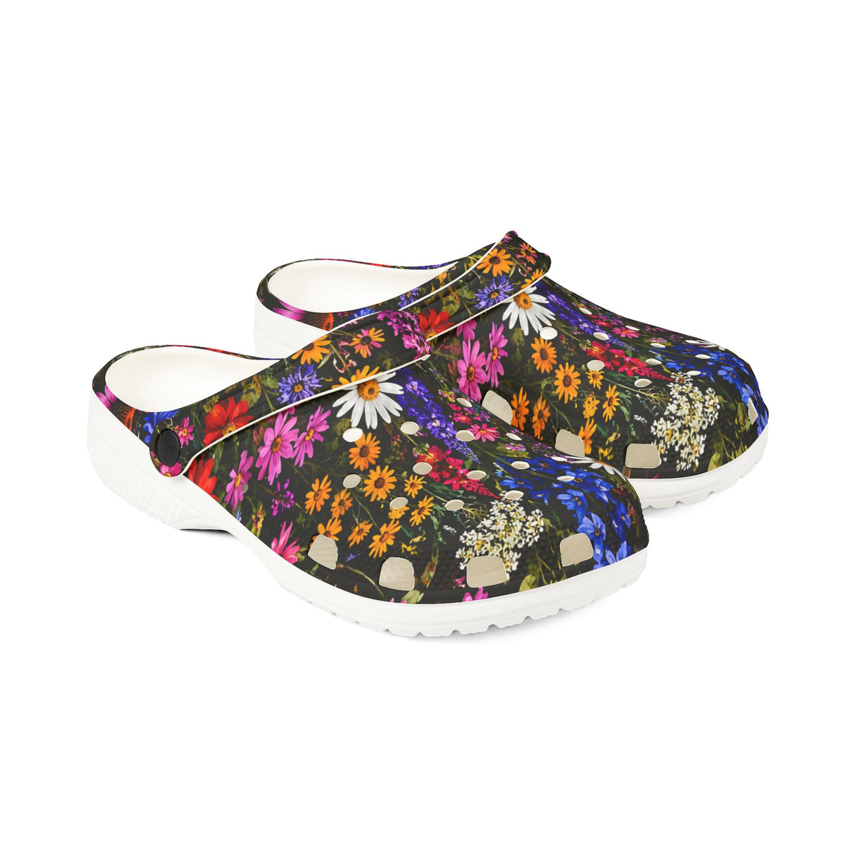 Floral Garden EVA Clogs — Colorful Wildflower Print Foam Shoes