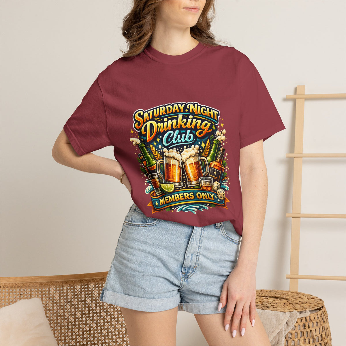 Saturday Night Drinking Club T-shirt | Beer Glasses, Bottles, Members Only