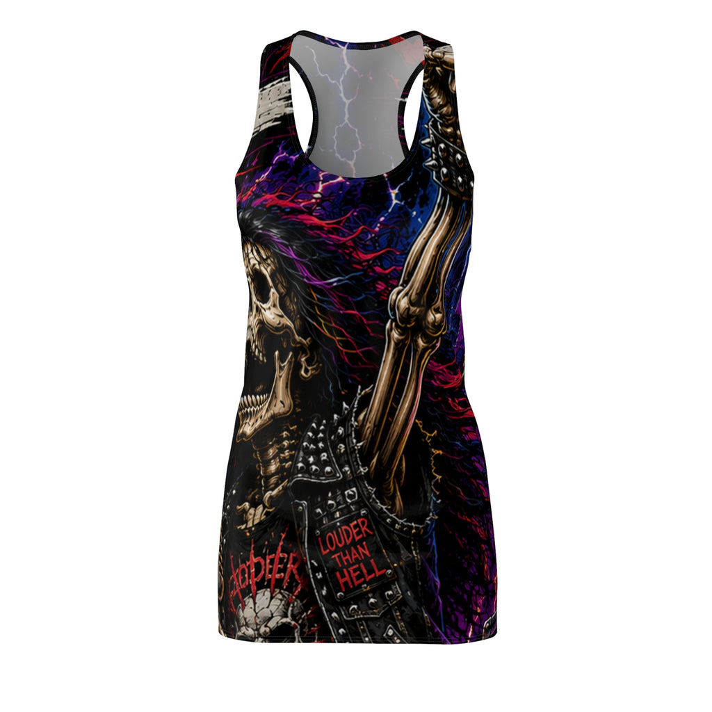 Skull Rider Racerback Dress — Gothic Biker All-Over Print