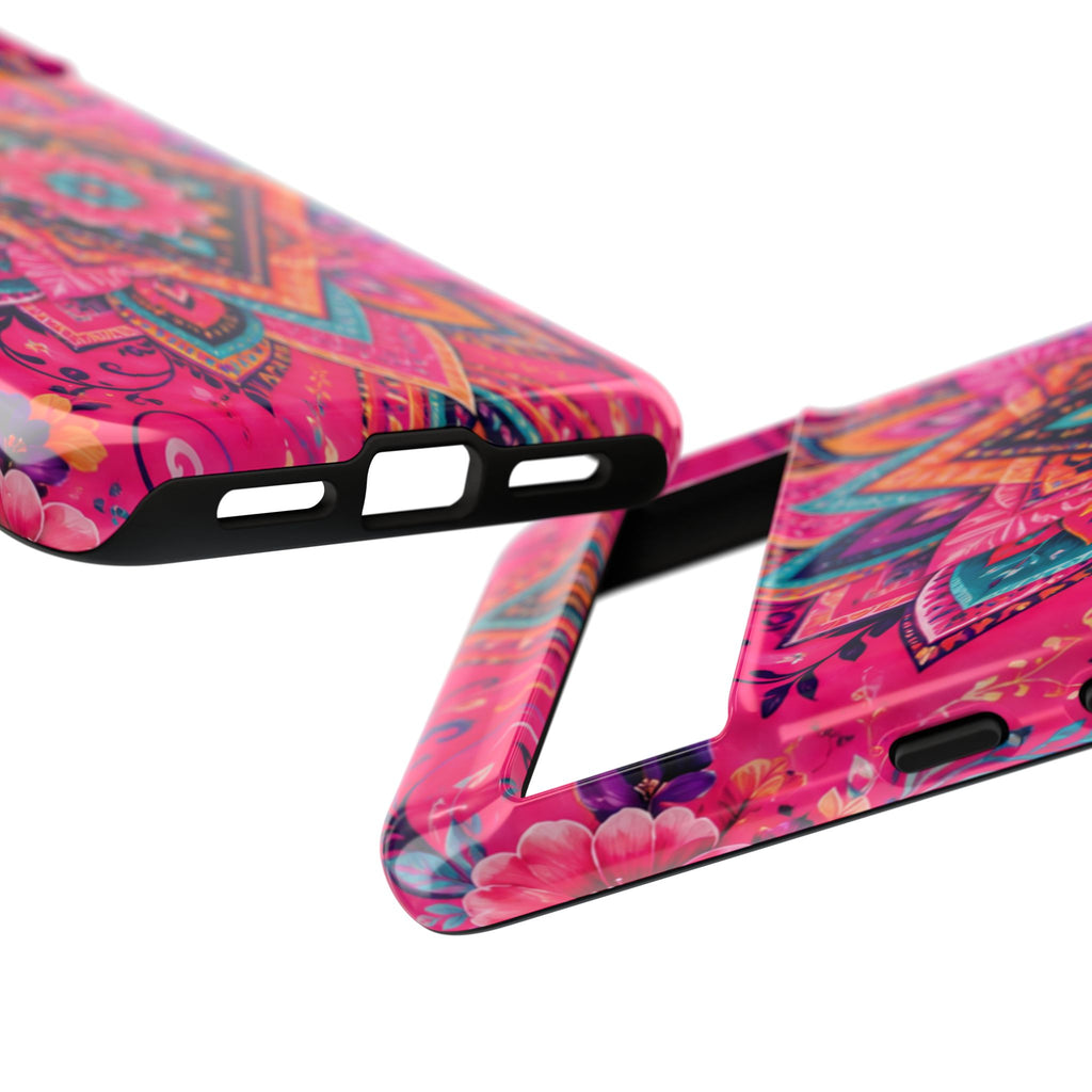 Floral Mandala Tough Phone Case — Pink Boho Protective Cover