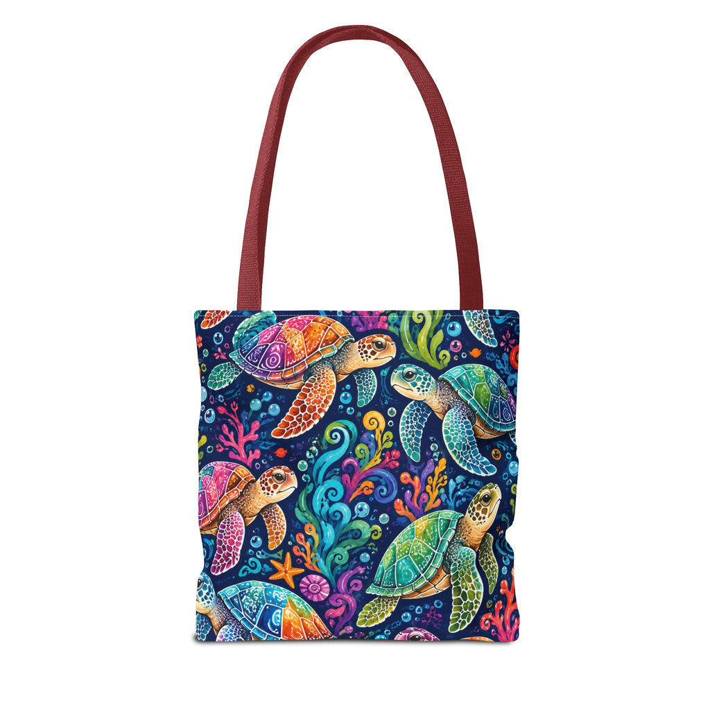 Colorful Sea Turtles Tote Bag — Vibrant Ocean Art Beach Tote