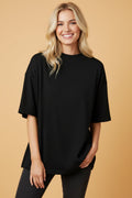 Solid High Neck Oversize Tee