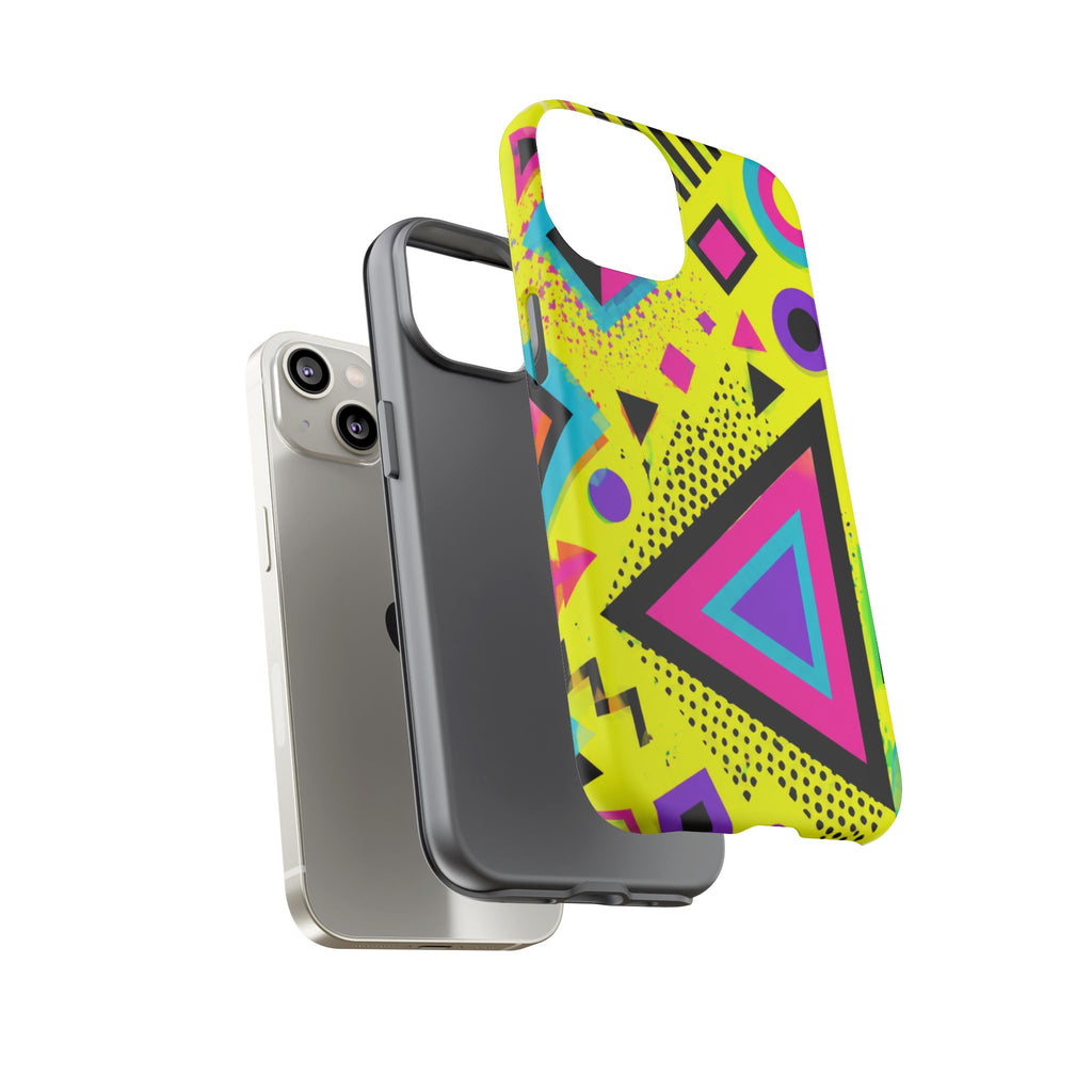 Retro 80s Geometric Phone Case — Neon Memphis Triangle Design