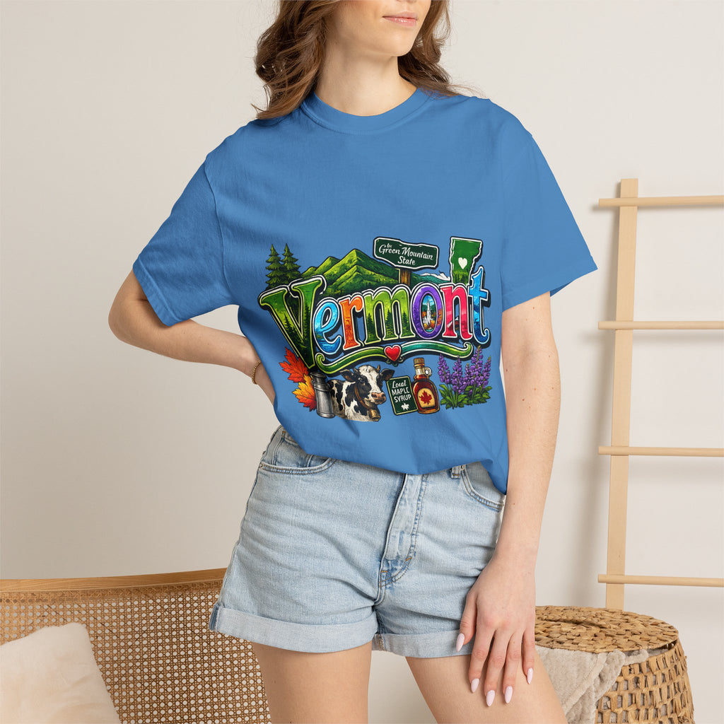 Vermont postcard collage T-shirt | State travel design