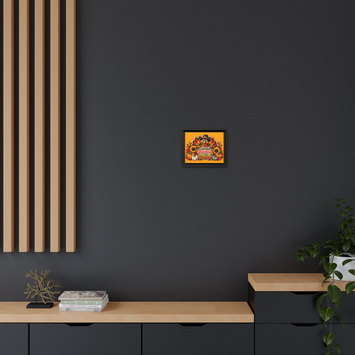 Thankful & Stuffed Turkey Matte Canvas Wall Art