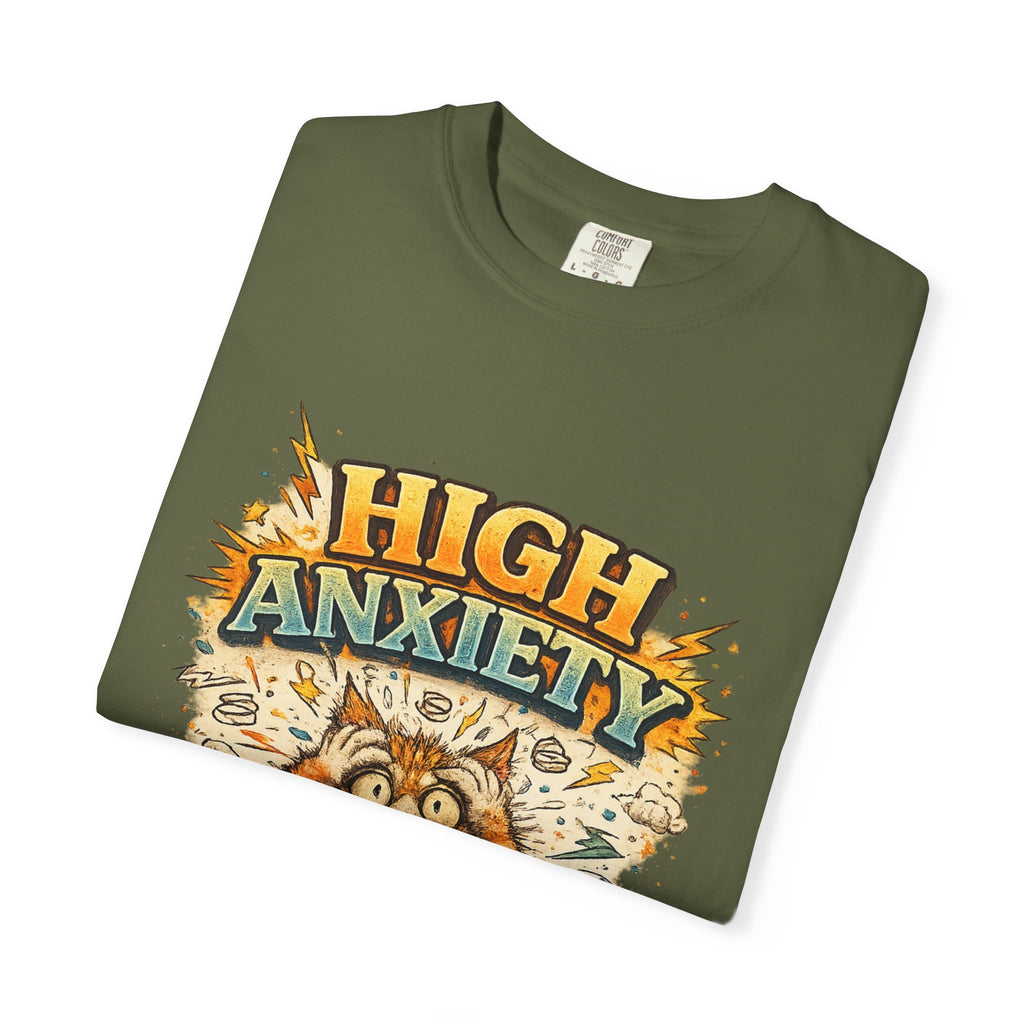 High Anxiety Cat Illustration T-shirt | Nervous Kitty Graphic Tee