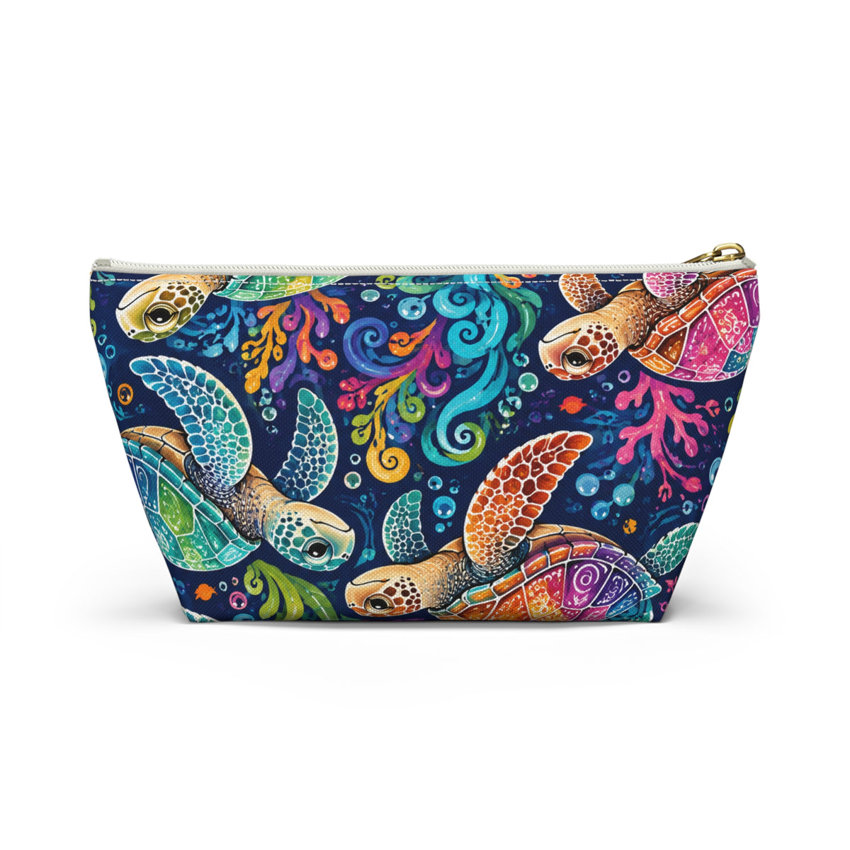 Sea Turtle Cosmetic Pouch — Colorful Ocean Accessory Bag