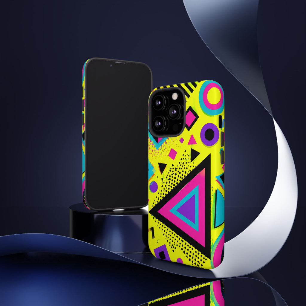 Retro 80s Geometric Phone Case — Neon Memphis Triangle Design