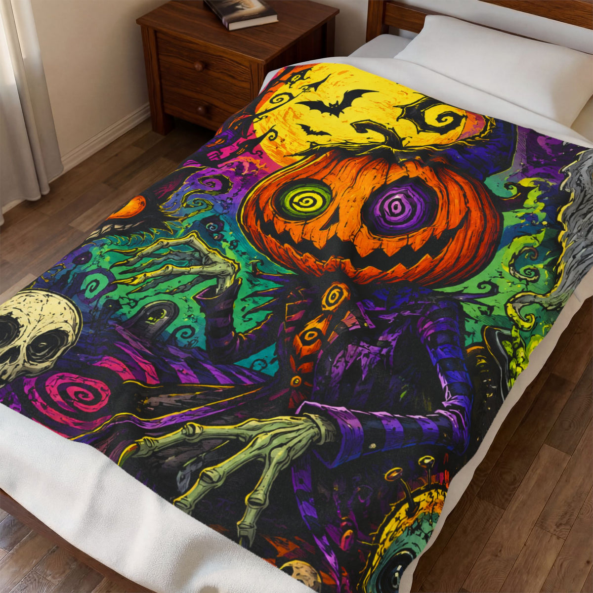 Psychedelic Pumpkin Halloween Velveteen Plush Blanket