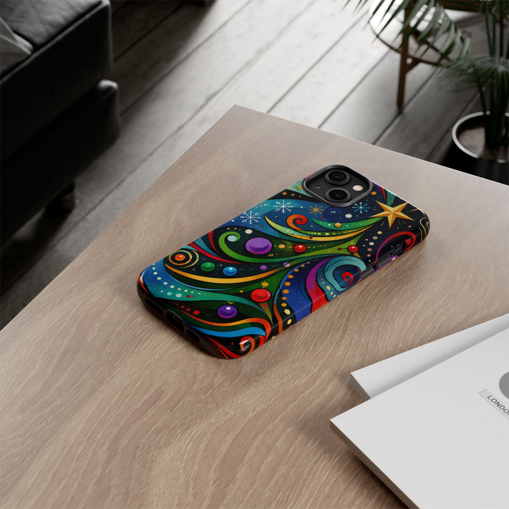 Colorful Swirl Christmas Tree Tough Phone Case
