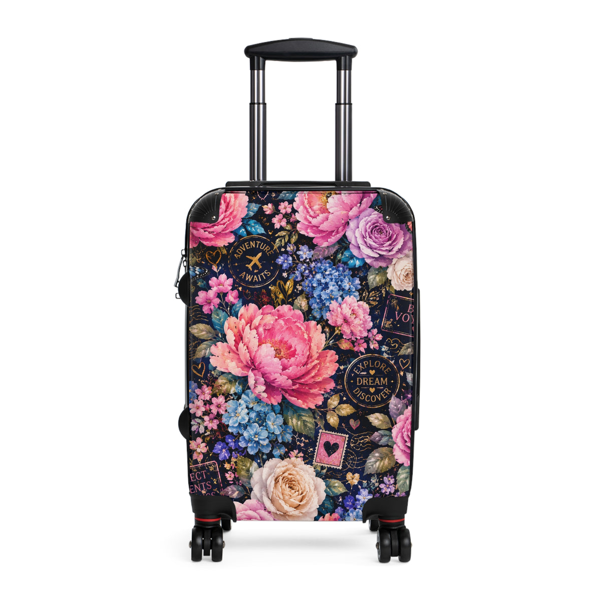 Floral Passport Dream Suitcase — Vintage Rose Carry-On Luggage
