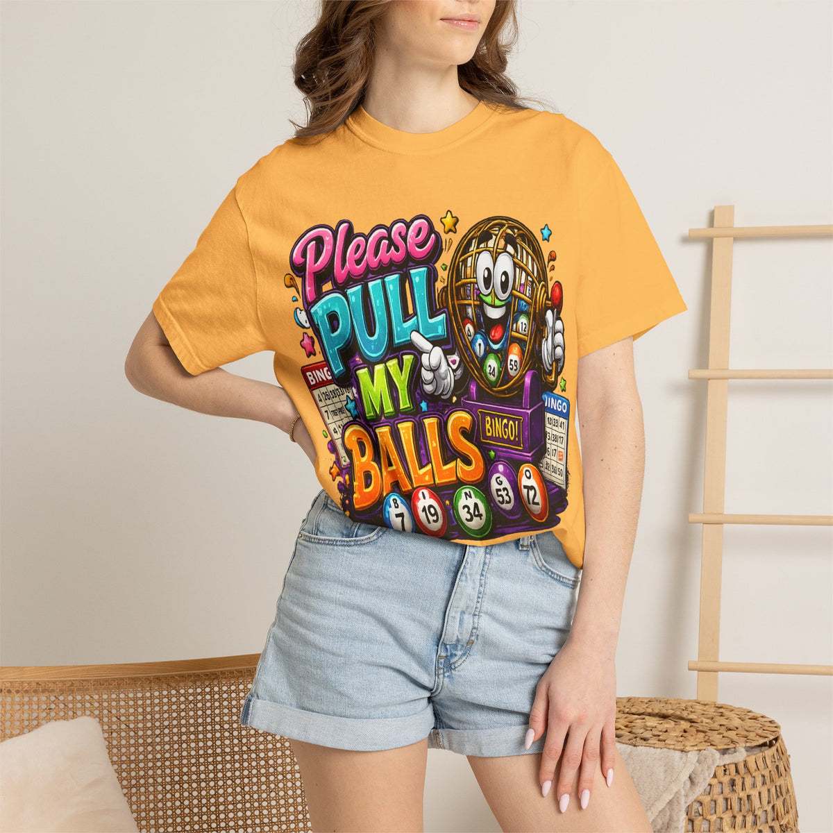 Please Pull My Balls bingo T-Shirt | Funny Lottery Ball Cartoon