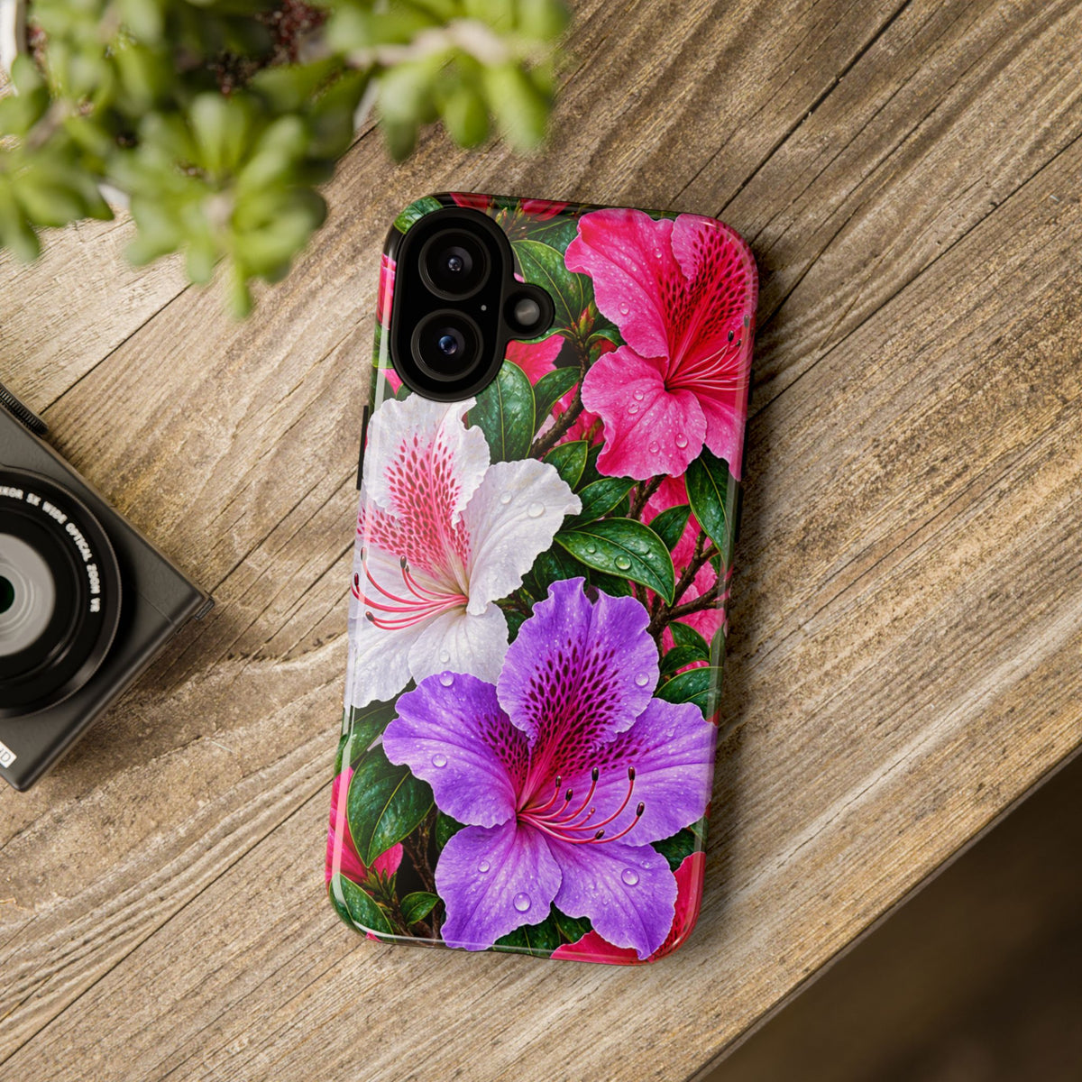 Floral Azalea Phone Case — Vibrant Pink & Purple Blossom Protection
