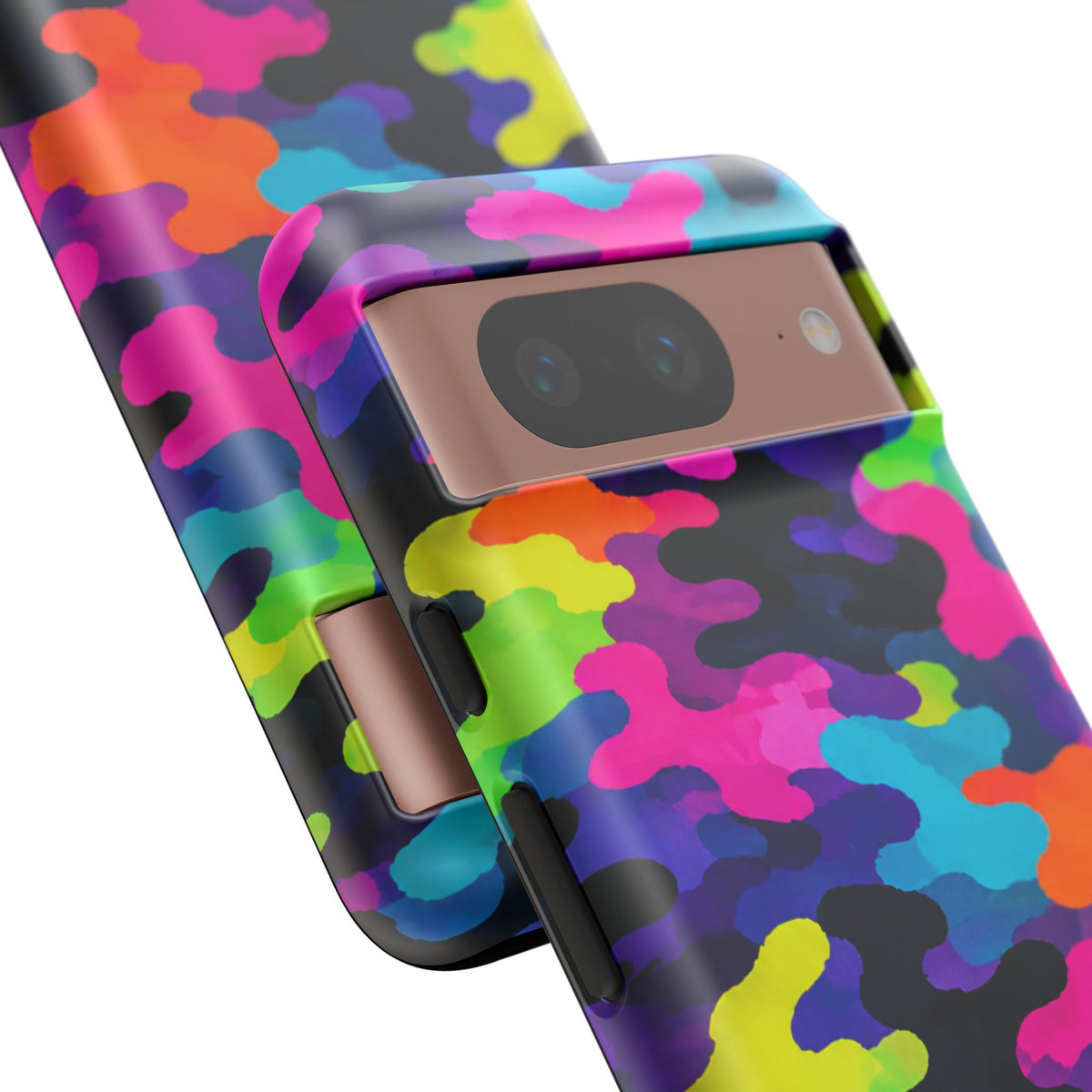 Neon Camo Tough Phone Case — Bright Rainbow Protective iPhone Cover