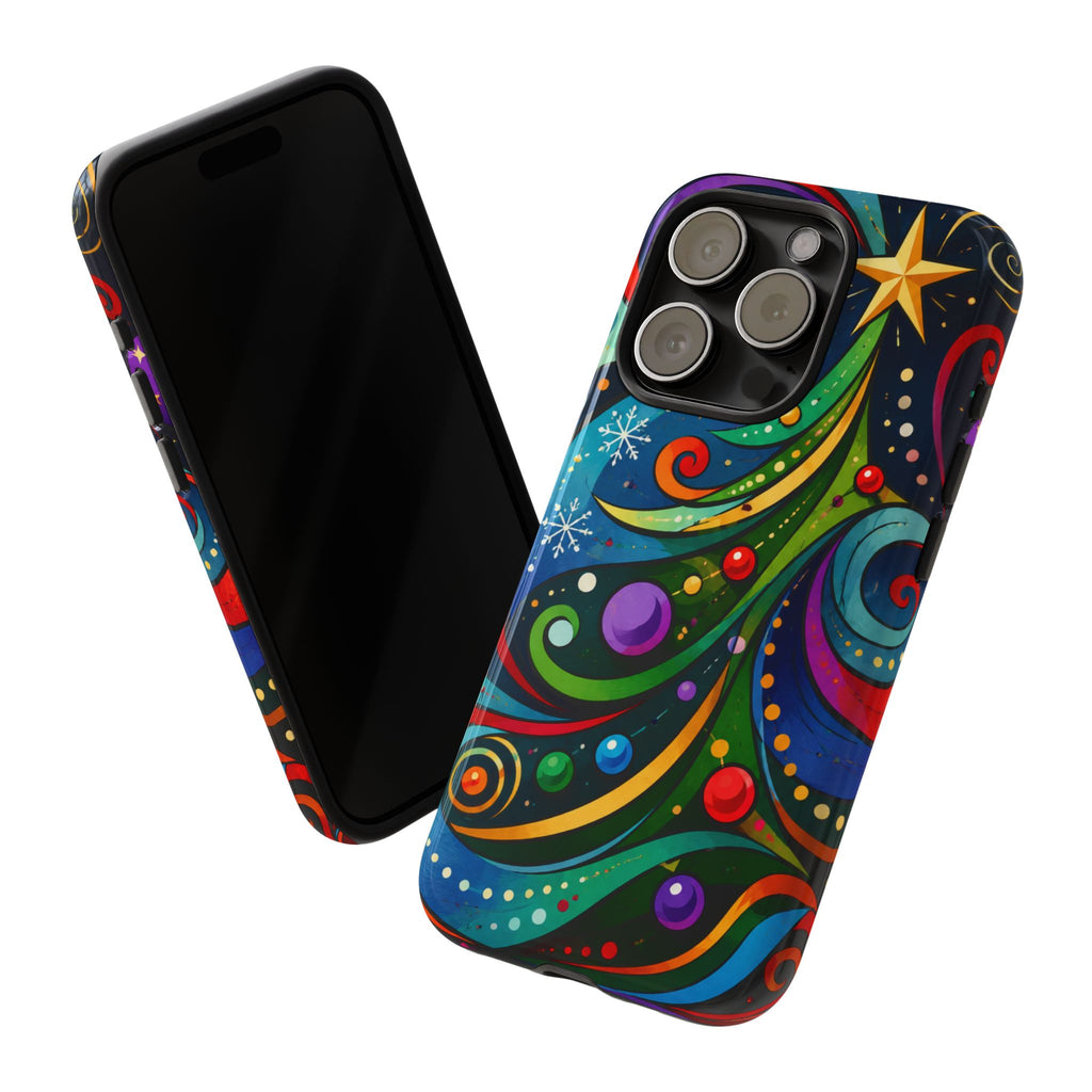 Colorful Swirl Christmas Tree Tough Phone Case