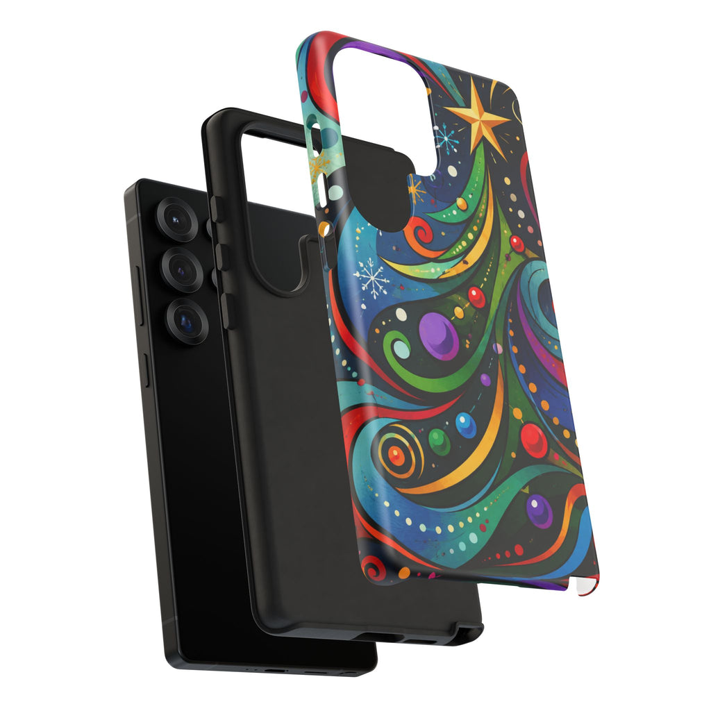 Colorful Swirl Christmas Tree Tough Phone Case