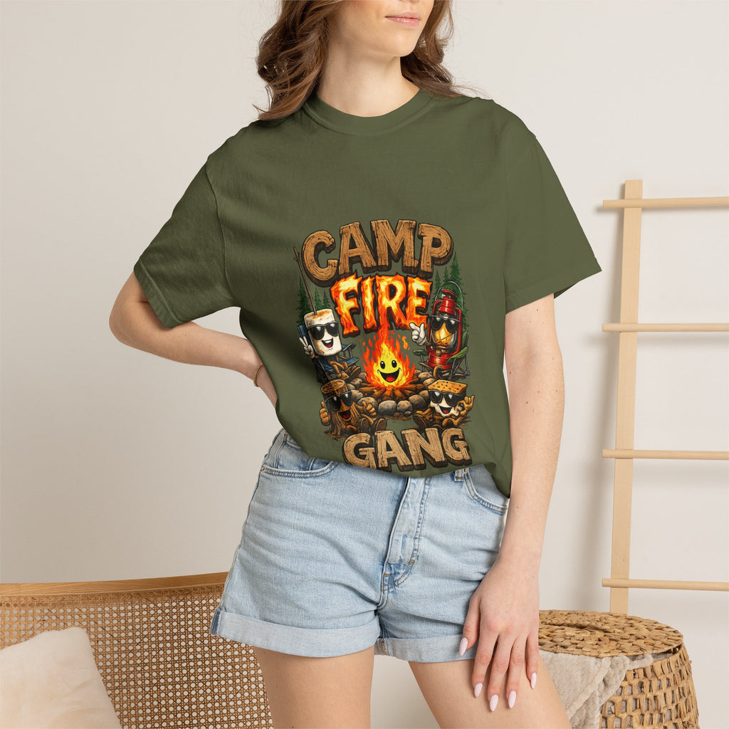 Campfire Gang T-Shirt | Camping Cartoon S'mores Bonfire Design