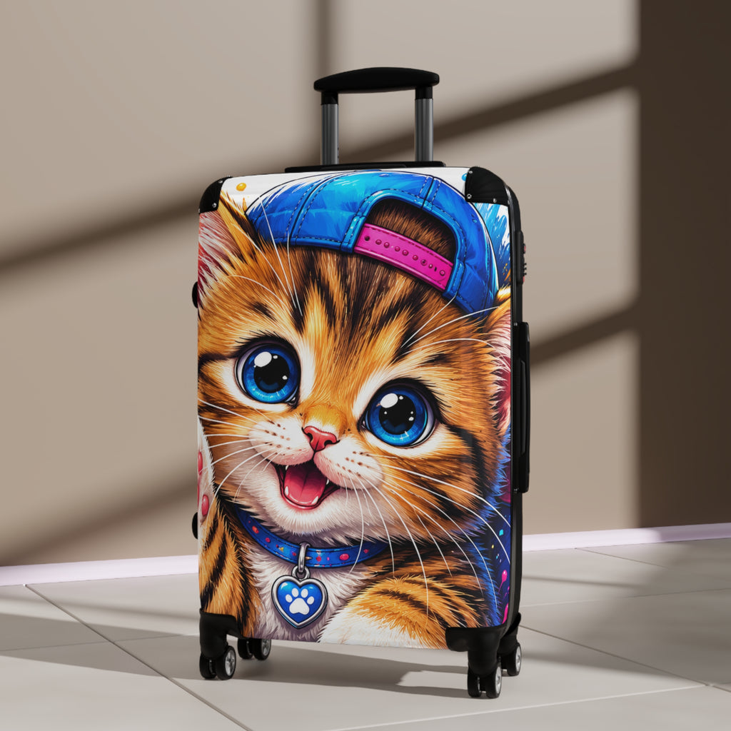 Cute Kitten Carry-On Suitcase – Cartoon Cat Travel Luggage