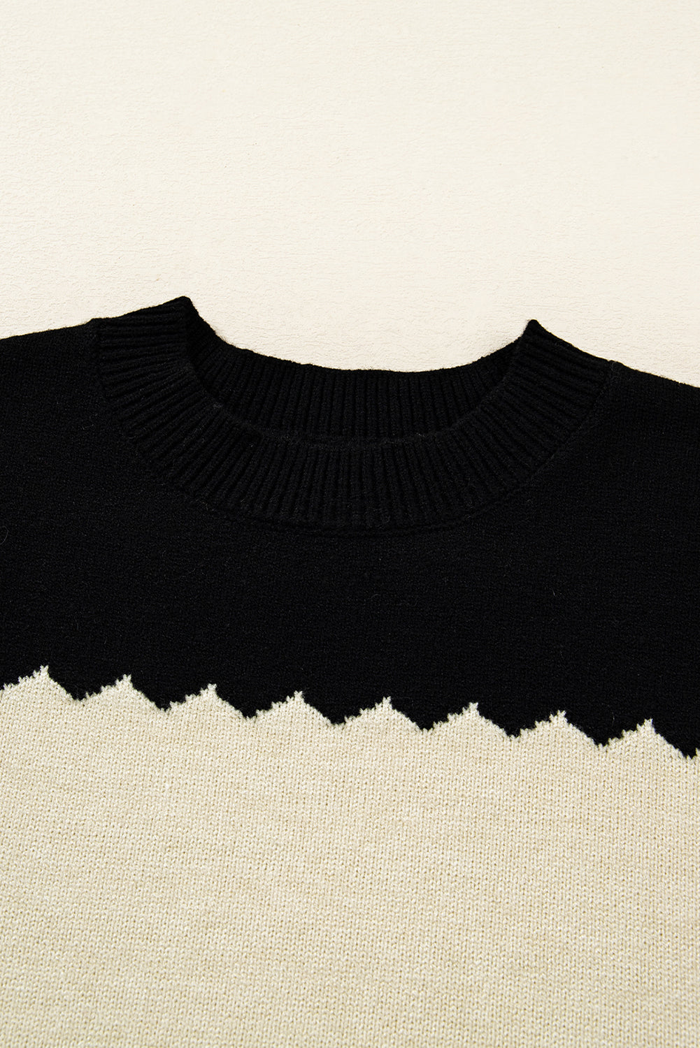 Colorblock Crew Neck Drop Shoulder Sweater