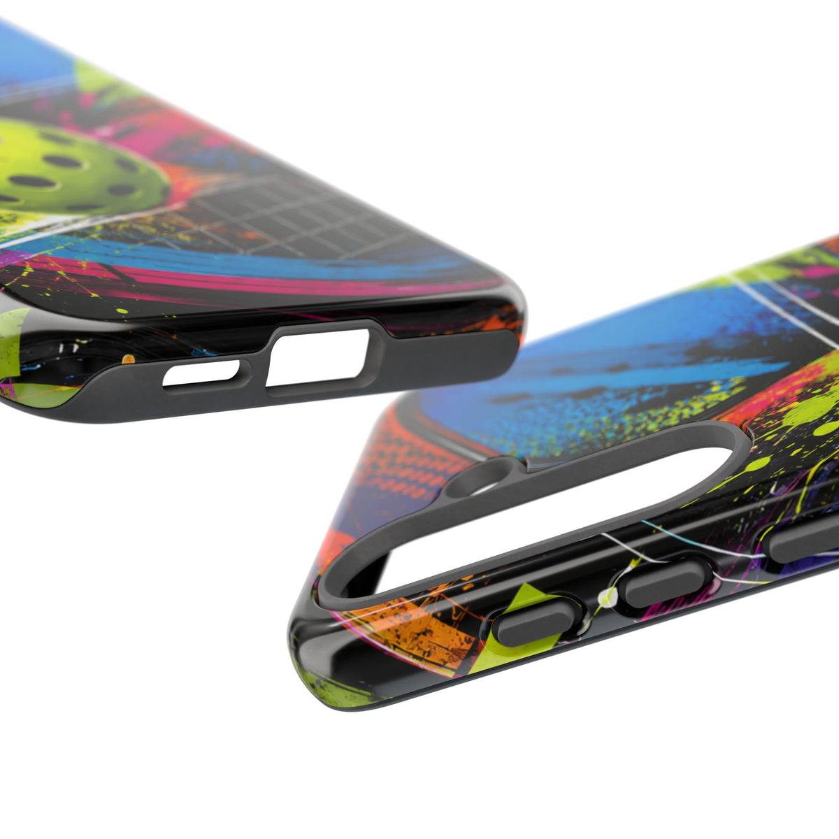 Pickleball Phone Case – Neon Paddle & Ball Splash Tough Case