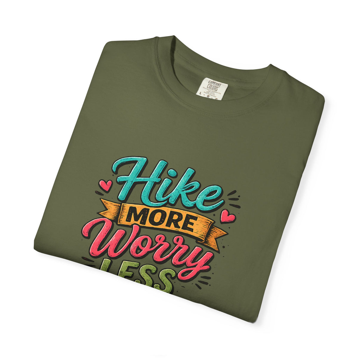 Hike More Worry Less T-Shirt | Hiking Backpack Trail Sign Tee