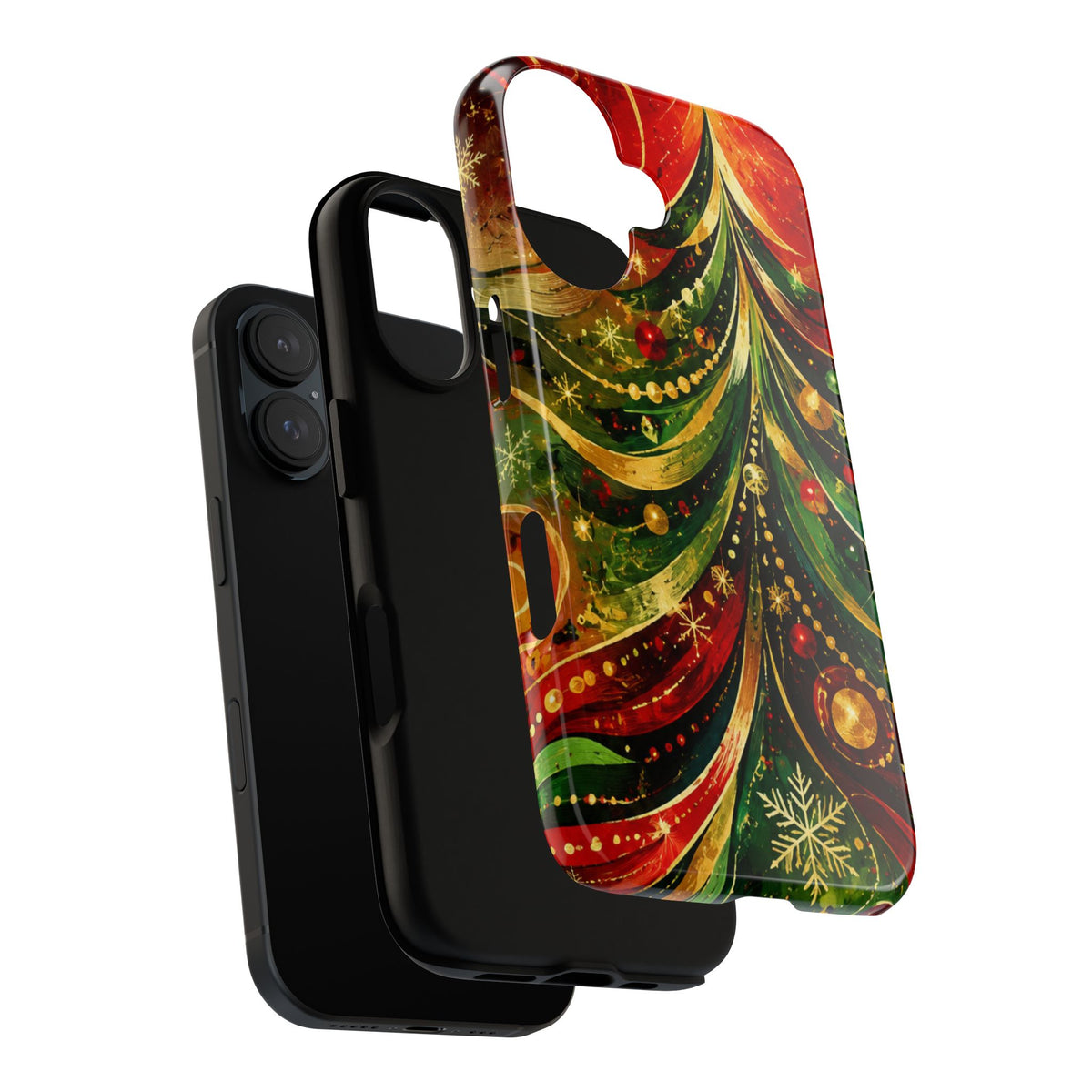 Christmas Tree Tough Phone Case — Festive Red & Green Holiday Phone Cover