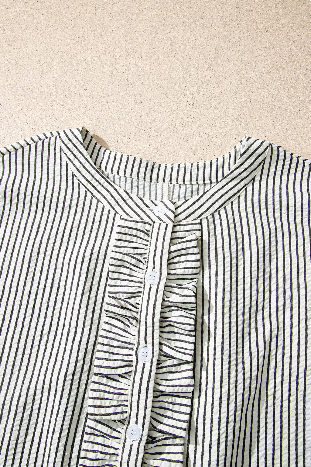 Stripe Frilled Half Buttoned Maxi Dress