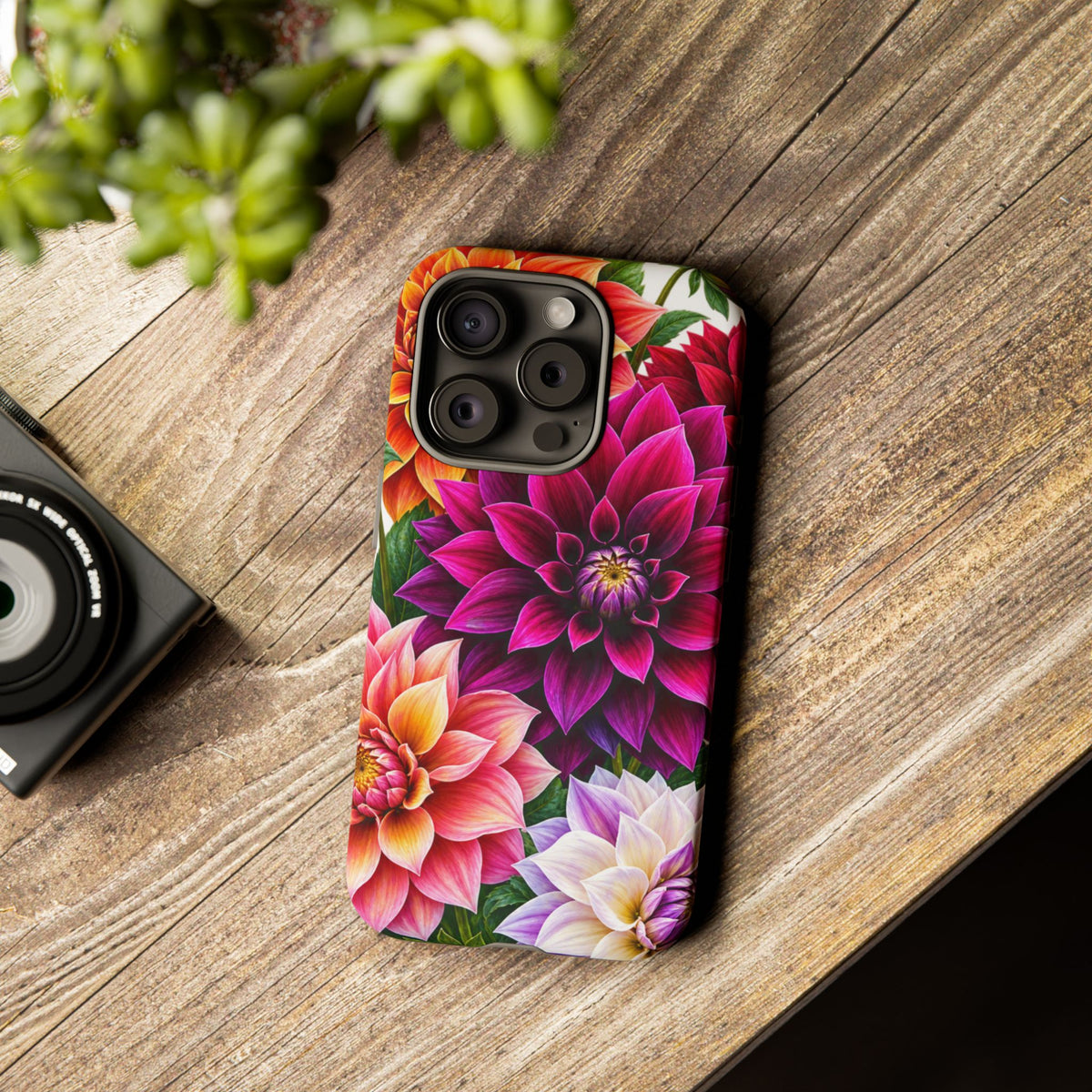 Floral Dahlia Tough Phone Case — Vibrant Protective Floral Phone Cover