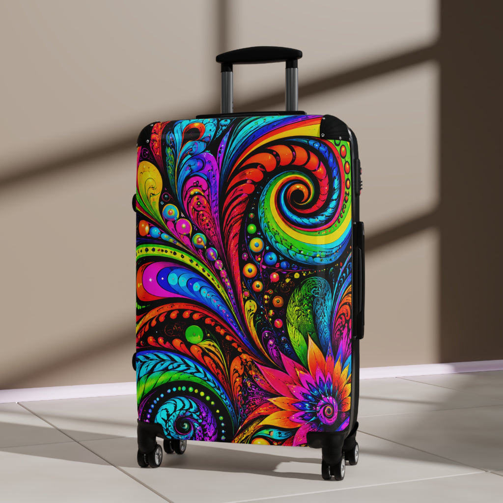 Psychedelic Paisley Carry-On Suitcase — Vibrant Swirl Hard-Side Luggage